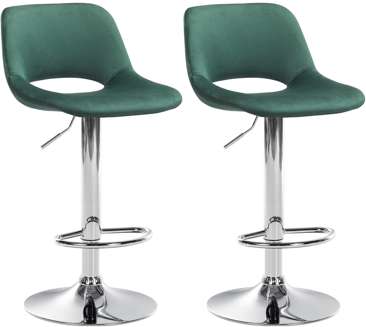 2er Set Barhocker Camden Samt chrom – Ansicht 13