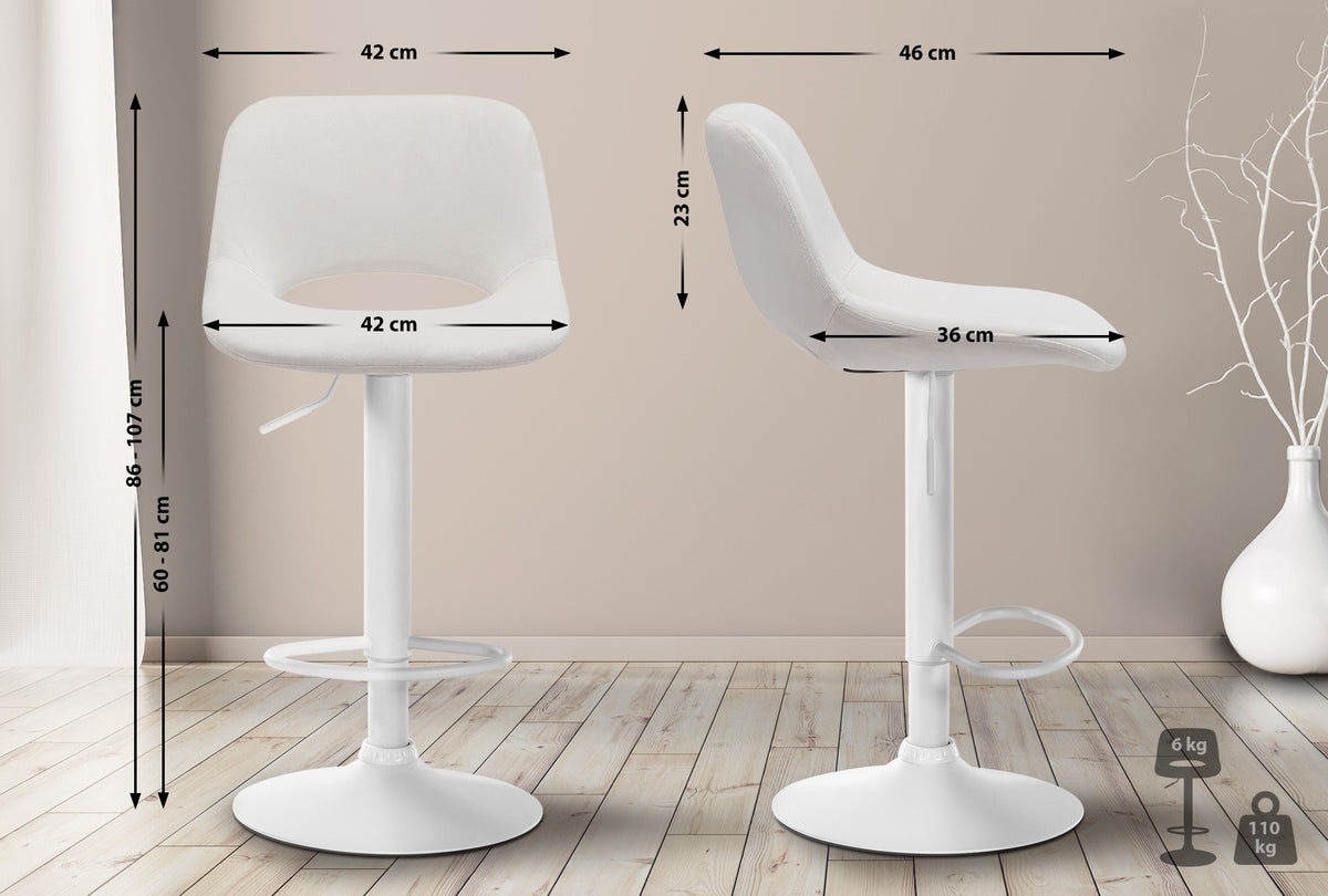 2er Set Barhocker Camden Samt weiß – Ansicht 2