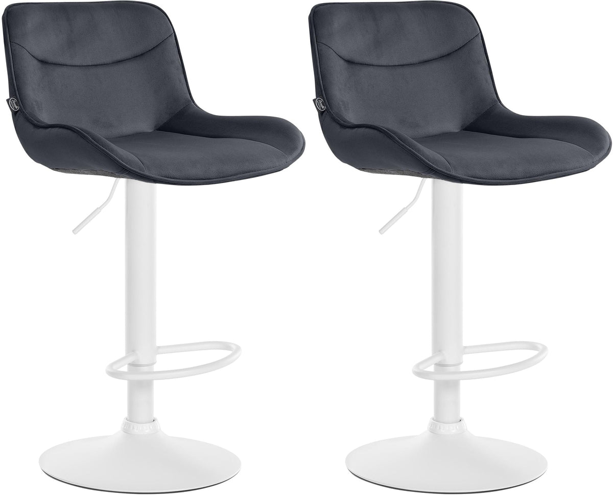2er Set Barhocker Vonore Samt weiß – Ansicht 9