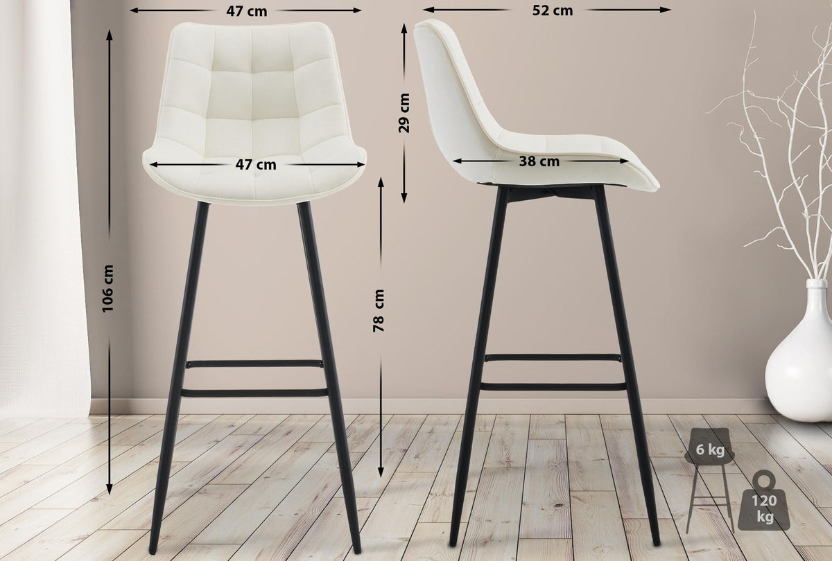 2er Set Barhocker Dartford Samt – Ansicht 16