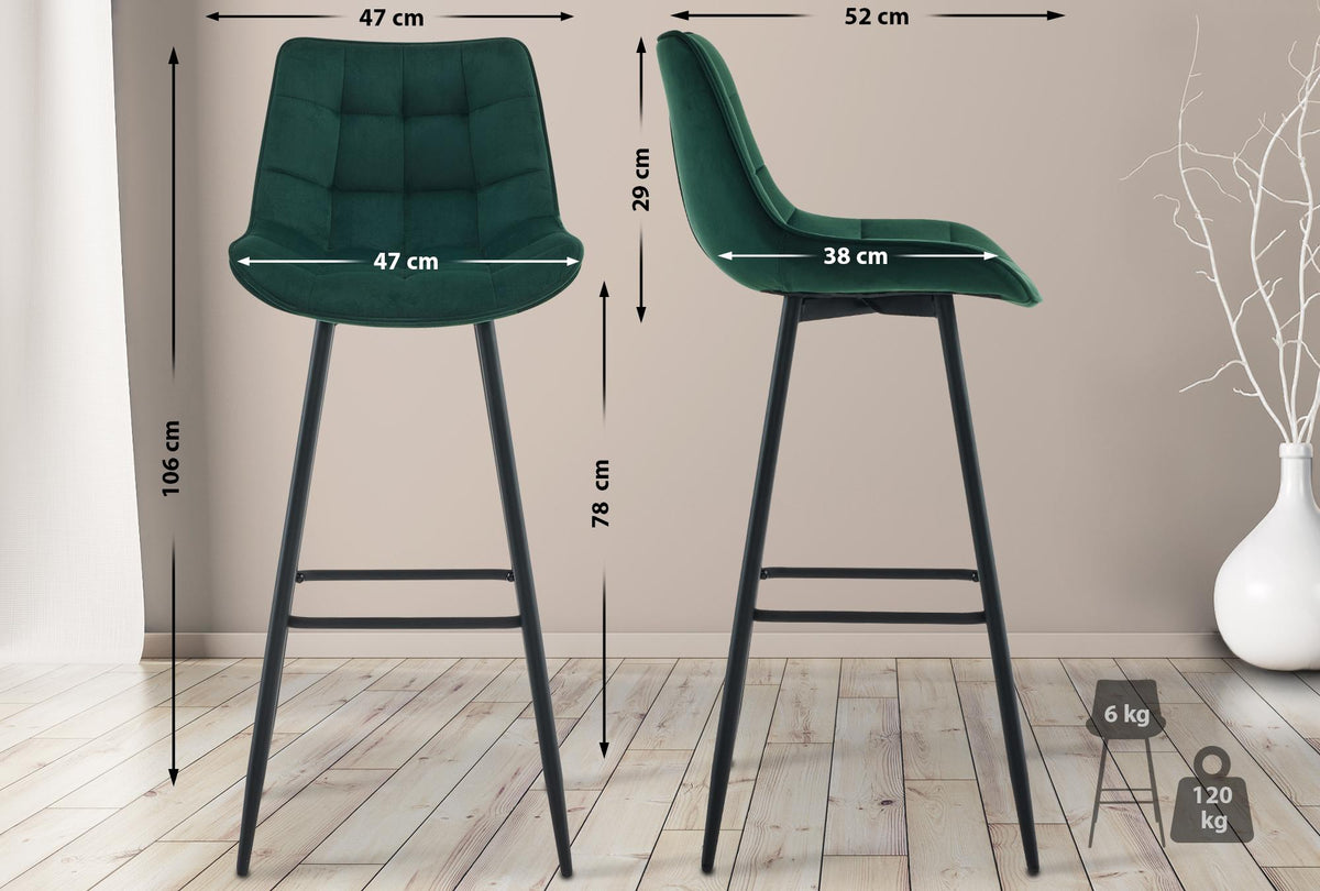 2er Set Barhocker Dartford Samt – Ansicht 9