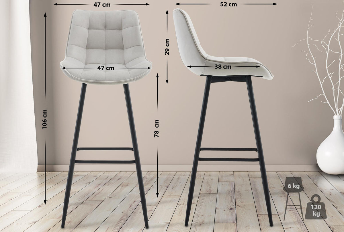 2er Set Barhocker Dartford Samt – Ansicht 2