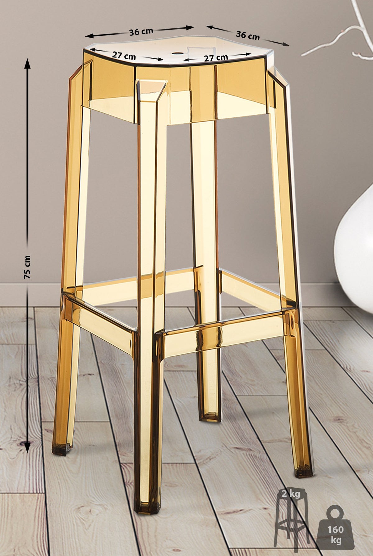 Barhocker Fox, transparent – Ansicht 2