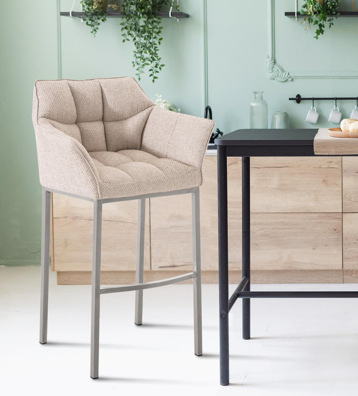 Barhocker Damaso E Stoff mit 4-Fuß Gestell – Ansicht 3