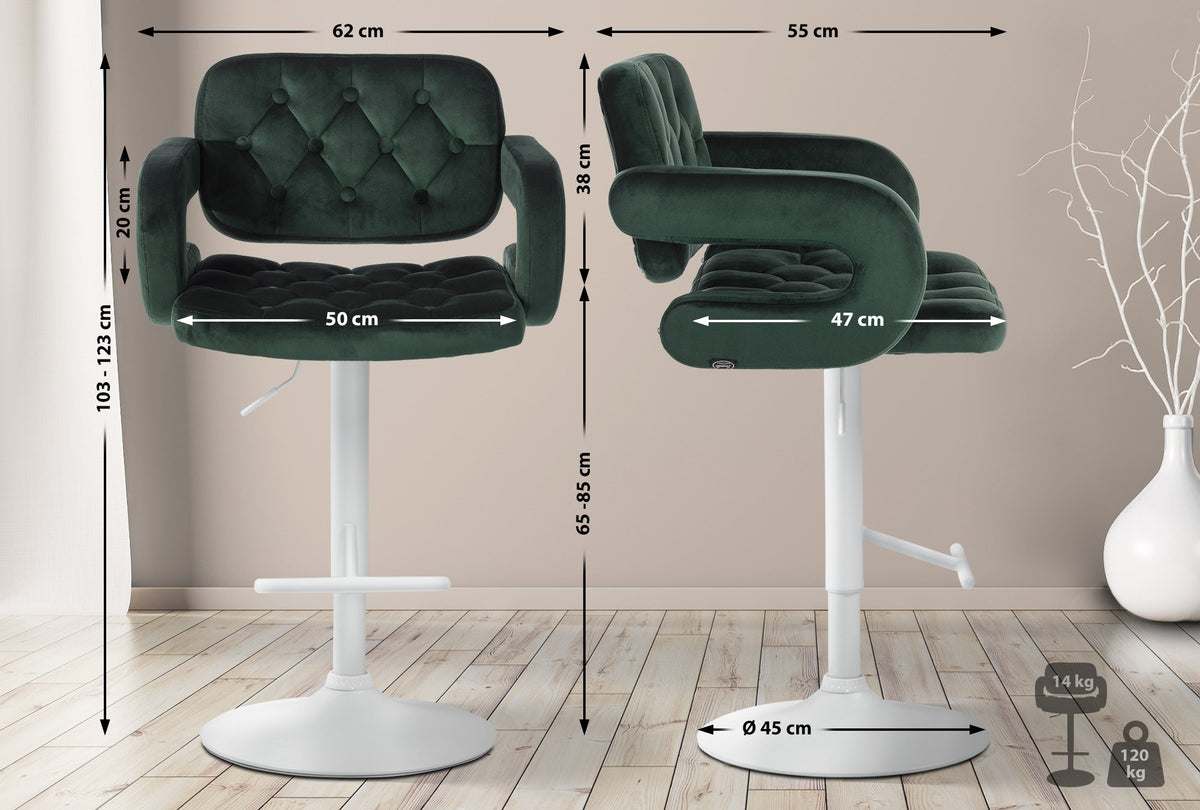 Barhocker Dublin Samt weiß – Ansicht 2