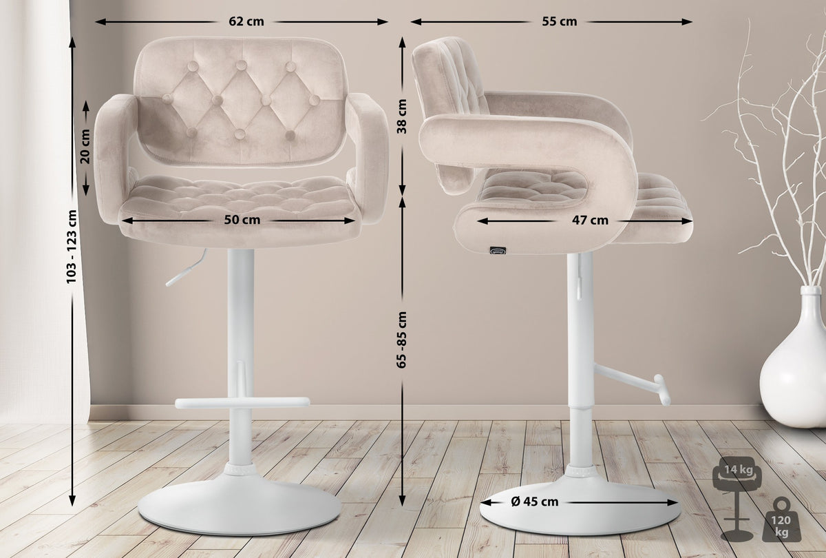 Barhocker Dublin Samt weiß – Ansicht 16