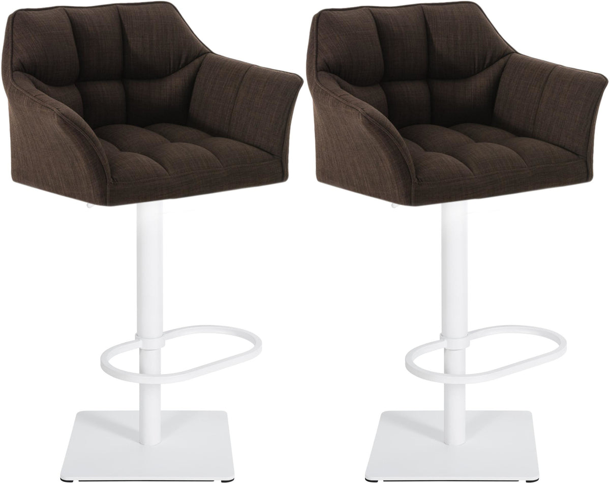 2er Set Barhocker Damaso Stoff weiß – Ansicht 7