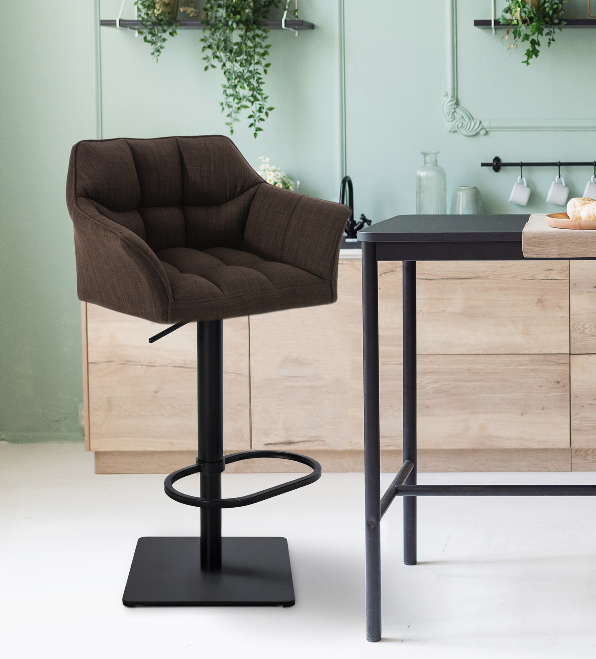 2er Set Barhocker Damaso Stoff schwarz – Ansicht 14