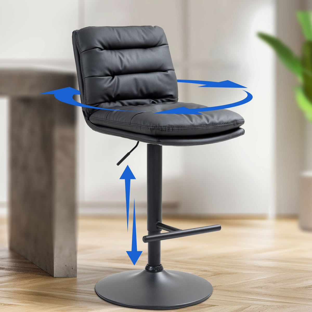 Barhocker Damar Kunstleder schwarz – Ansicht 3