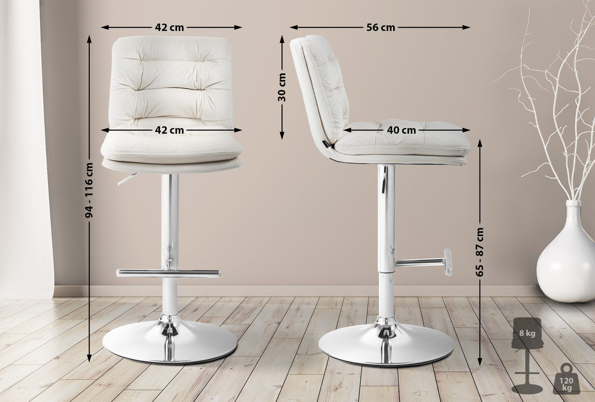 Barhocker Damar Samt chrom – Ansicht 2