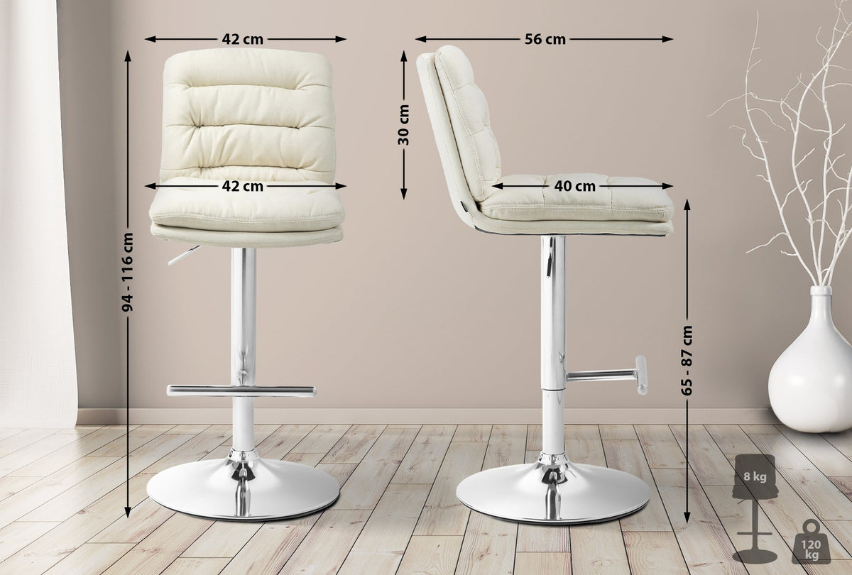 Barhocker Damar Stoff chrom – Ansicht 2