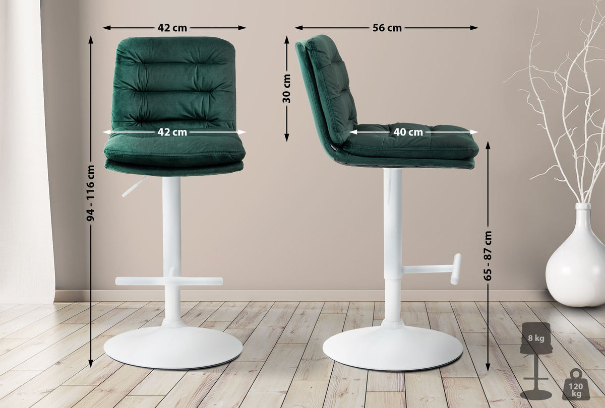 2er Set Barhocker Damar Samt weiß – Ansicht 16
