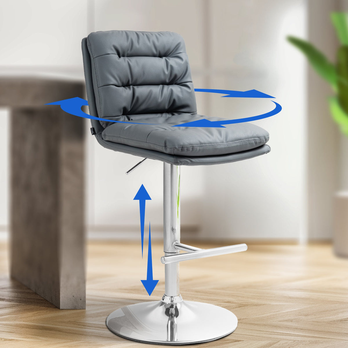 2er Set Barhocker Damar Kunstleder chrom – Ansicht 3