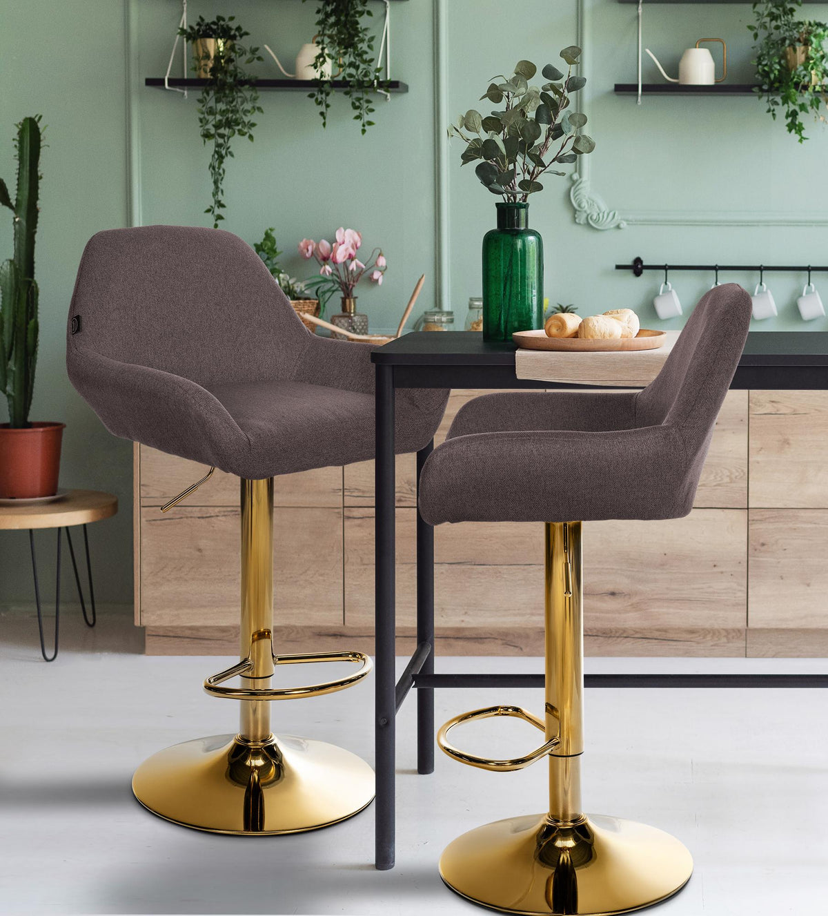 2er Set Barhocker Braga Gold Stoff – Ansicht 3
