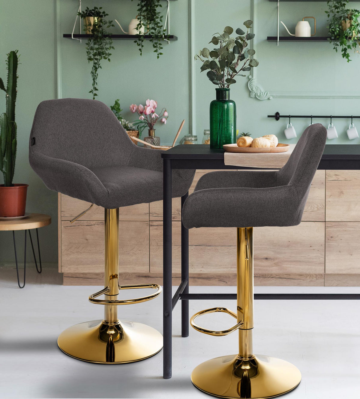 2er Set Barhocker Braga Gold Stoff – Ansicht 17