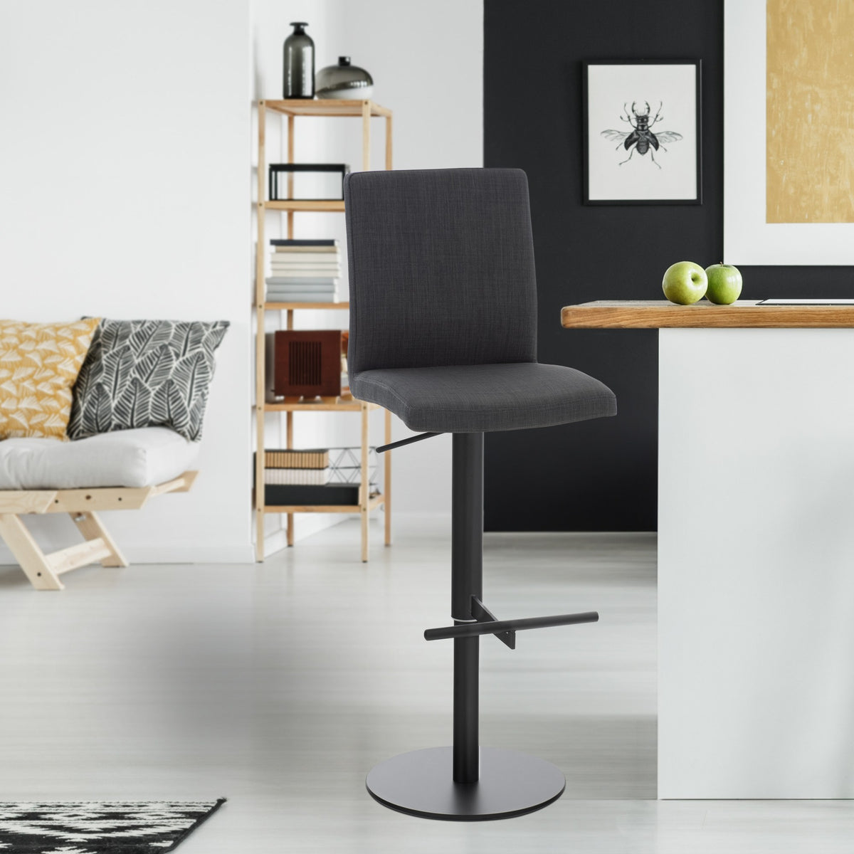 2er Set Barhocker Cadiz Stoff schwarz – Ansicht 17