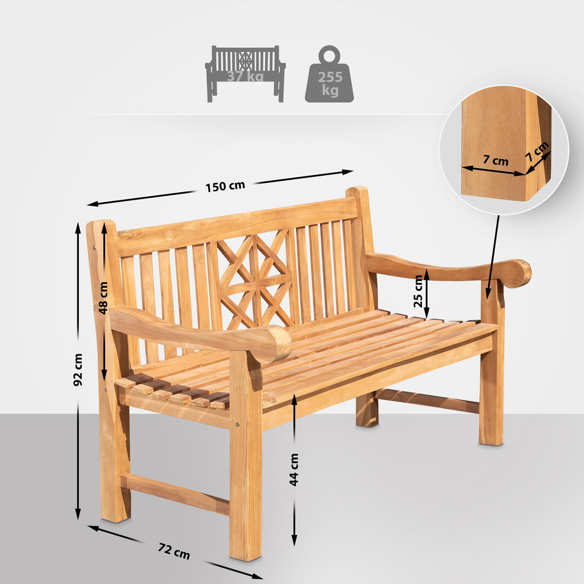 Teakbank Florida 150 cm – Ansicht 2