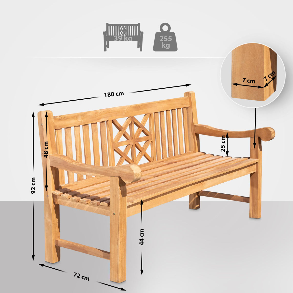 Teakbank Florida 180 cm – Ansicht 2