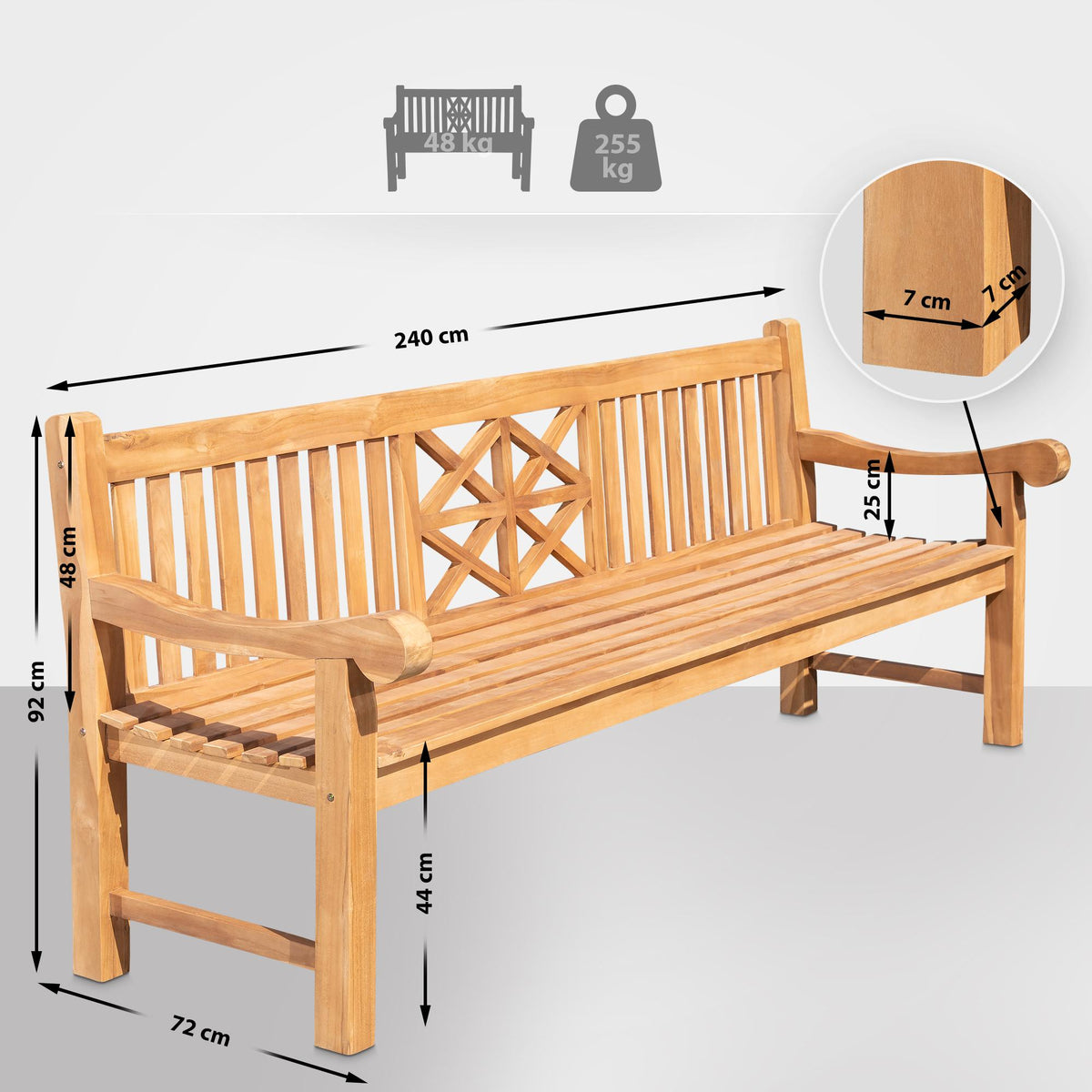 Teakbank Florida 240 cm – Ansicht 2
