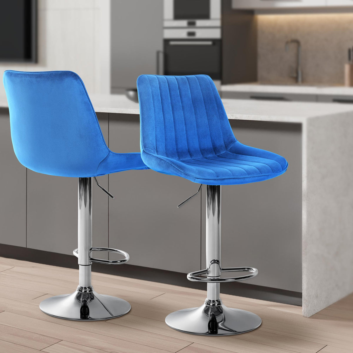 2er Set Barhocker Toni Samt chrom – Ansicht 3