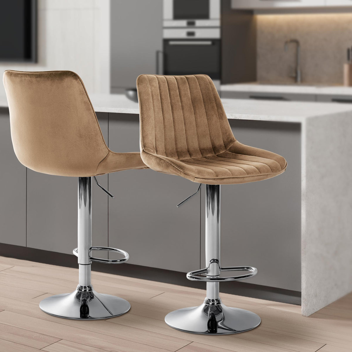 2er Set Barhocker Toni Samt chrom – Ansicht 10