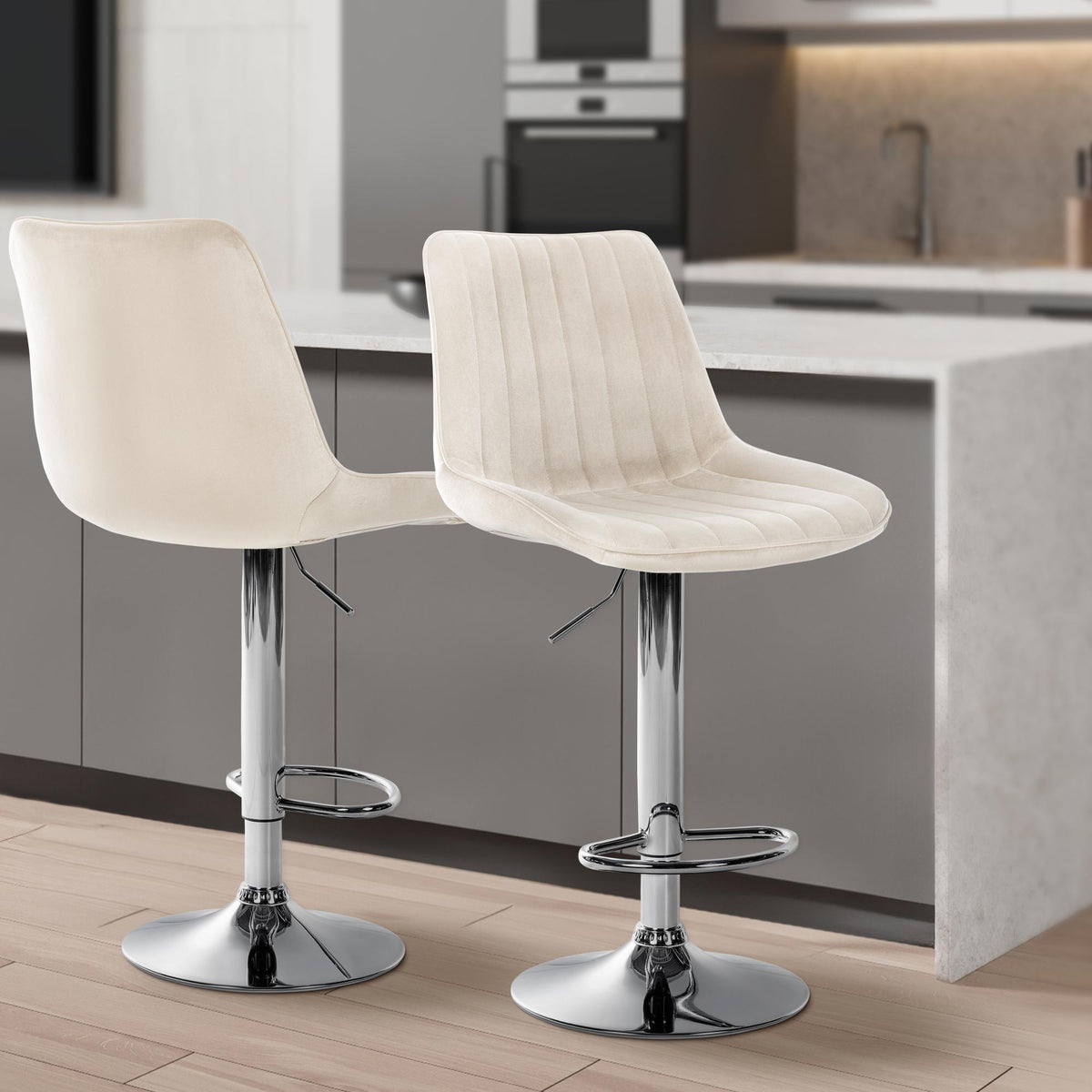 2er Set Barhocker Toni Samt chrom – Ansicht 17