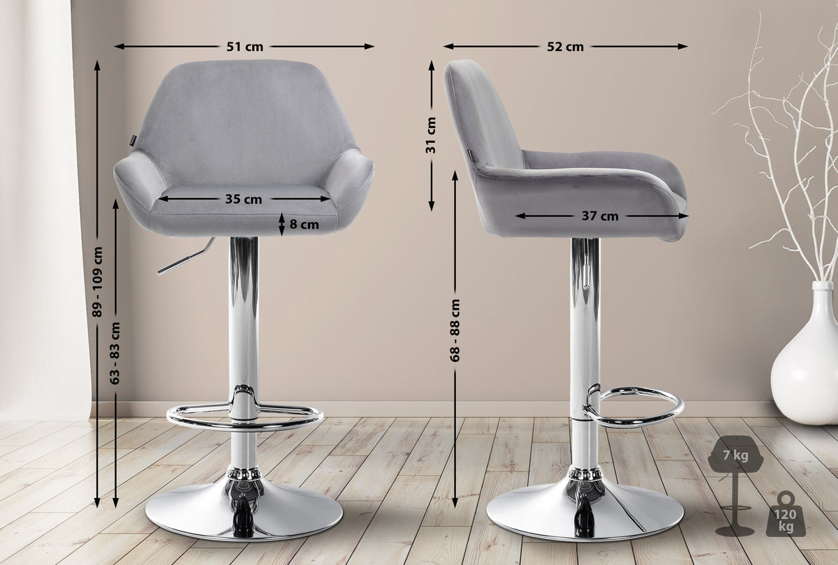 Barhocker Braga Samt chrom – Ansicht 16