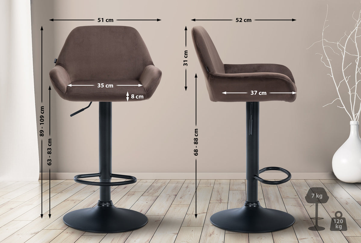 2er Set Barhocker Braga Samt schwarz – Ansicht 9