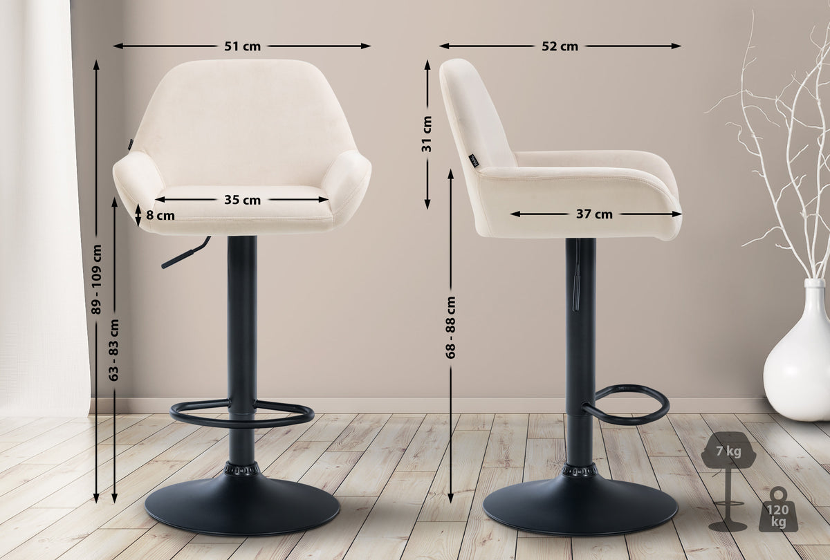 2er Set Barhocker Braga Samt schwarz – Ansicht 16