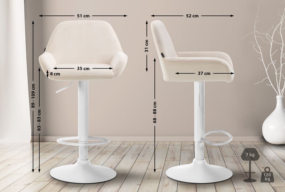 2er Set Barhocker Braga Samt weiß – Ansicht 16