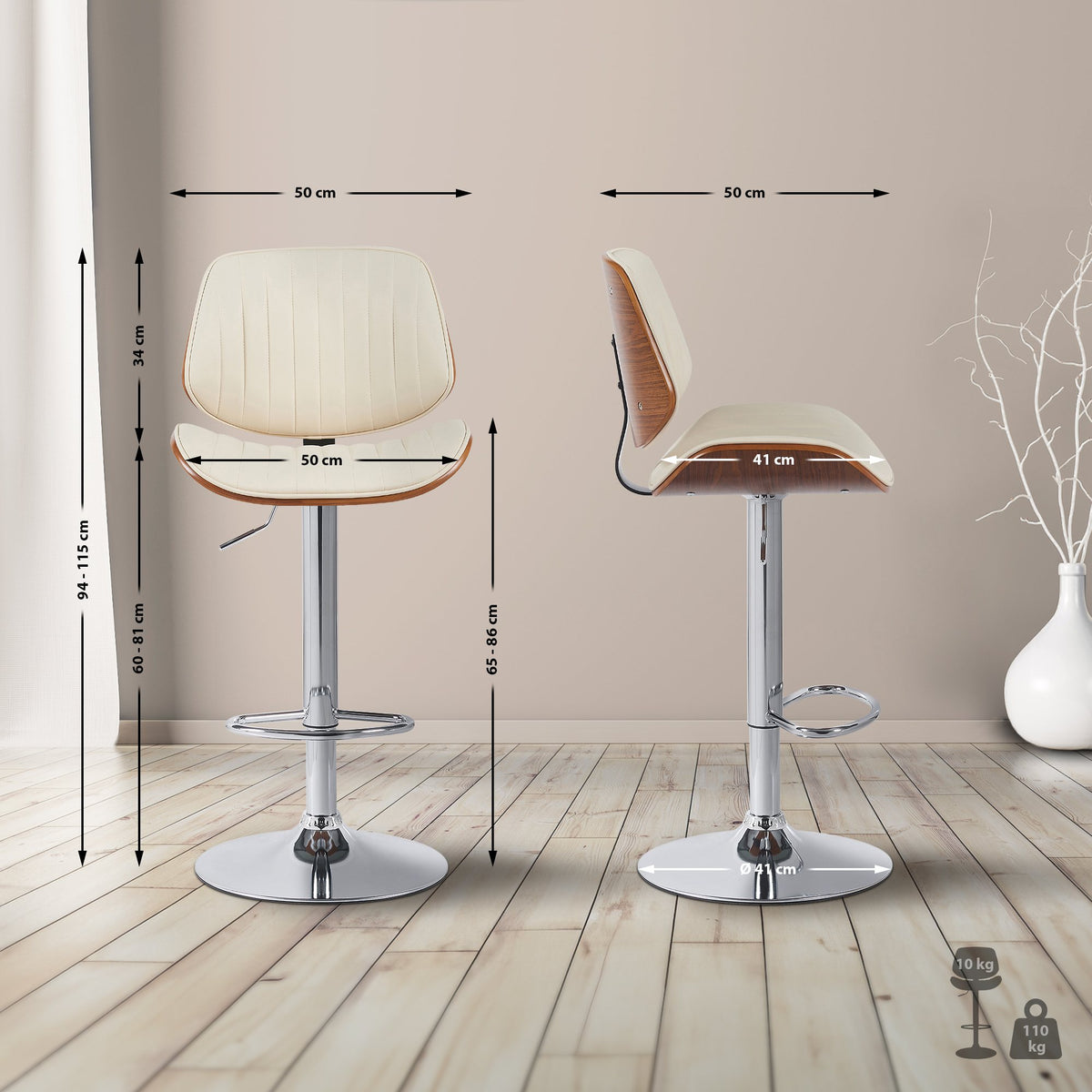Barhocker Clawson Kunstleder chrom – Ansicht 2