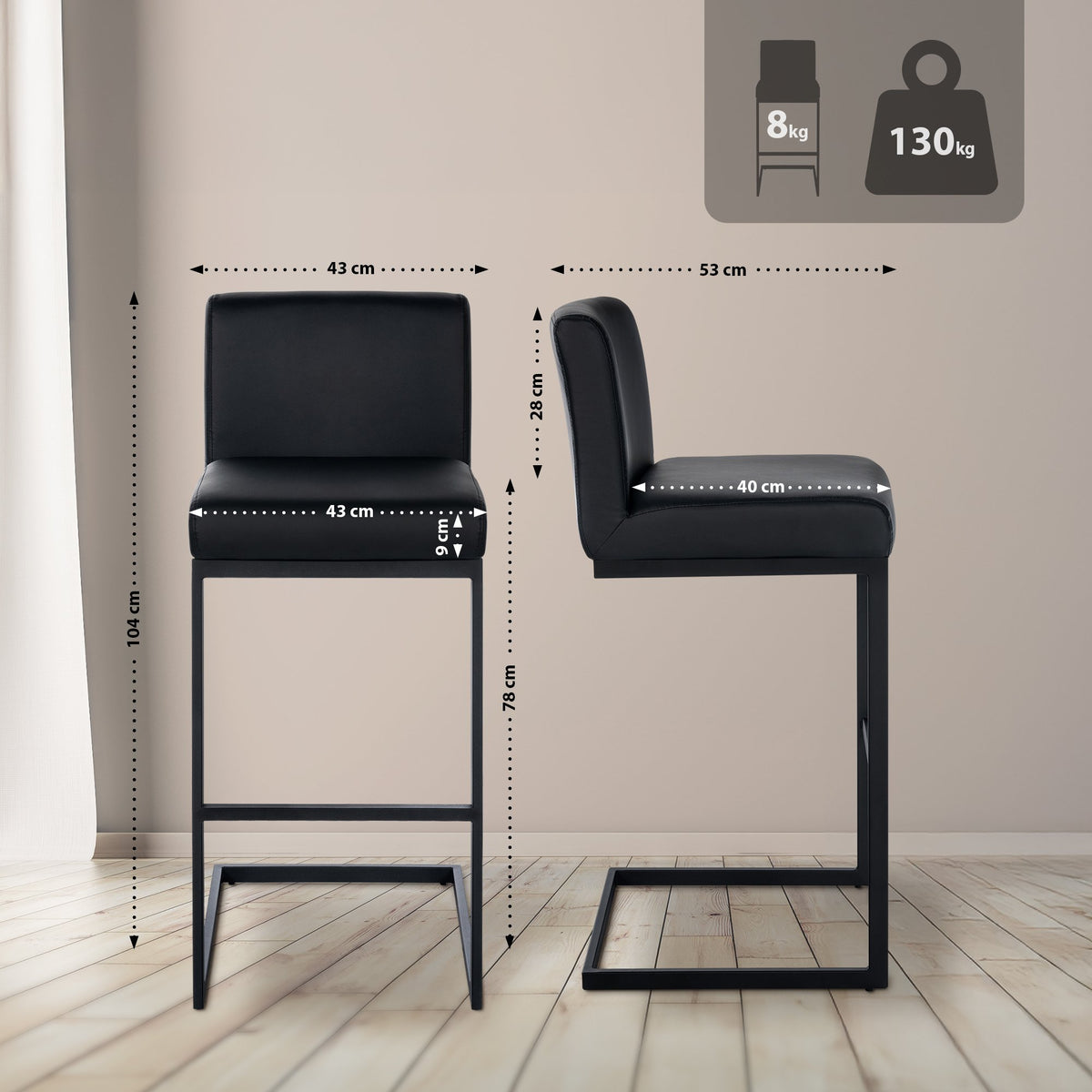 Barhocker Hopewell Kunstleder B – Ansicht 2