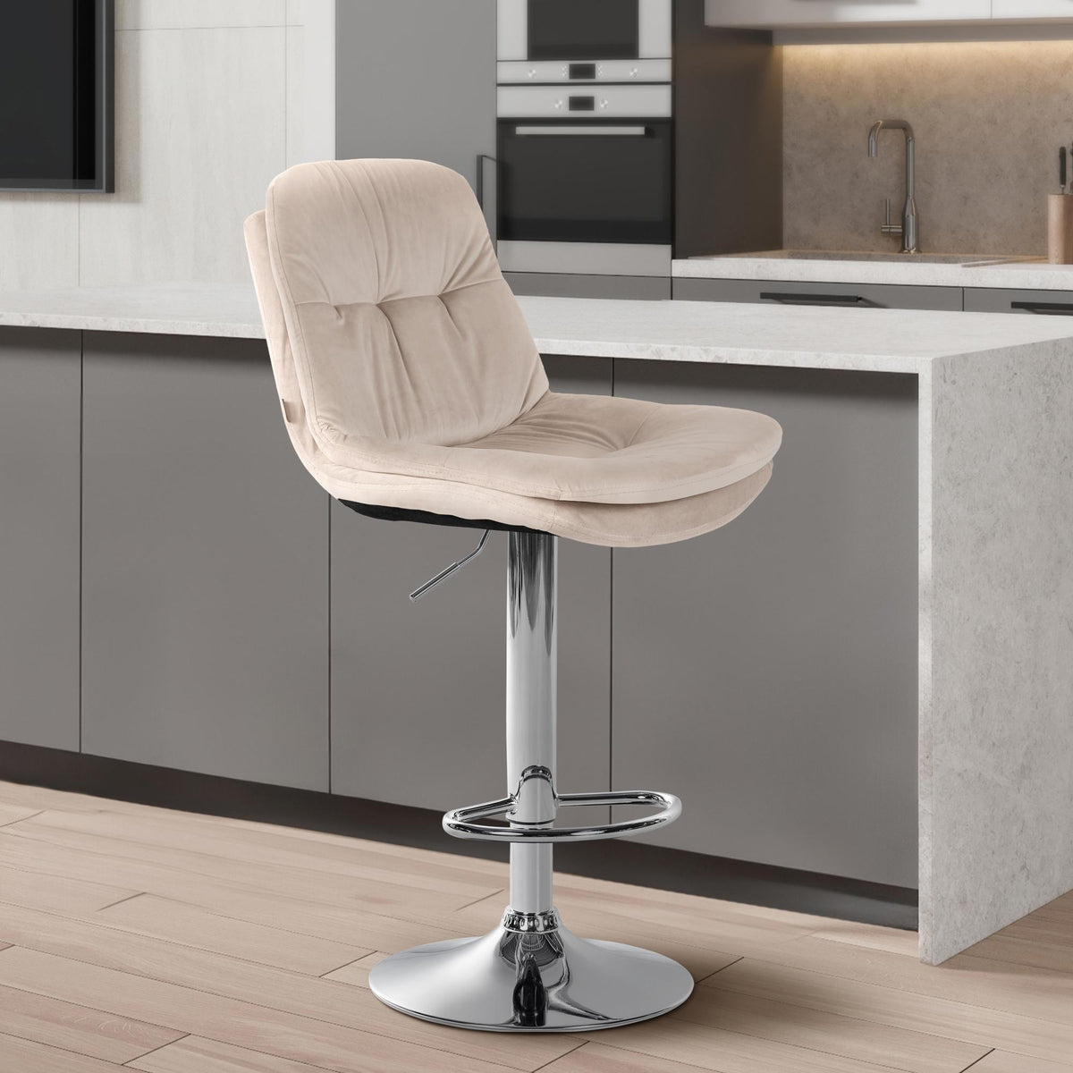 Barhocker Laurel Samt chrom – Ansicht 3