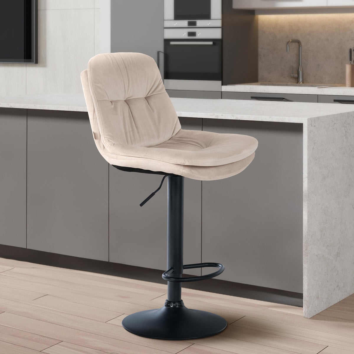 Barhocker Laurel Samt schwarz – Ansicht 3