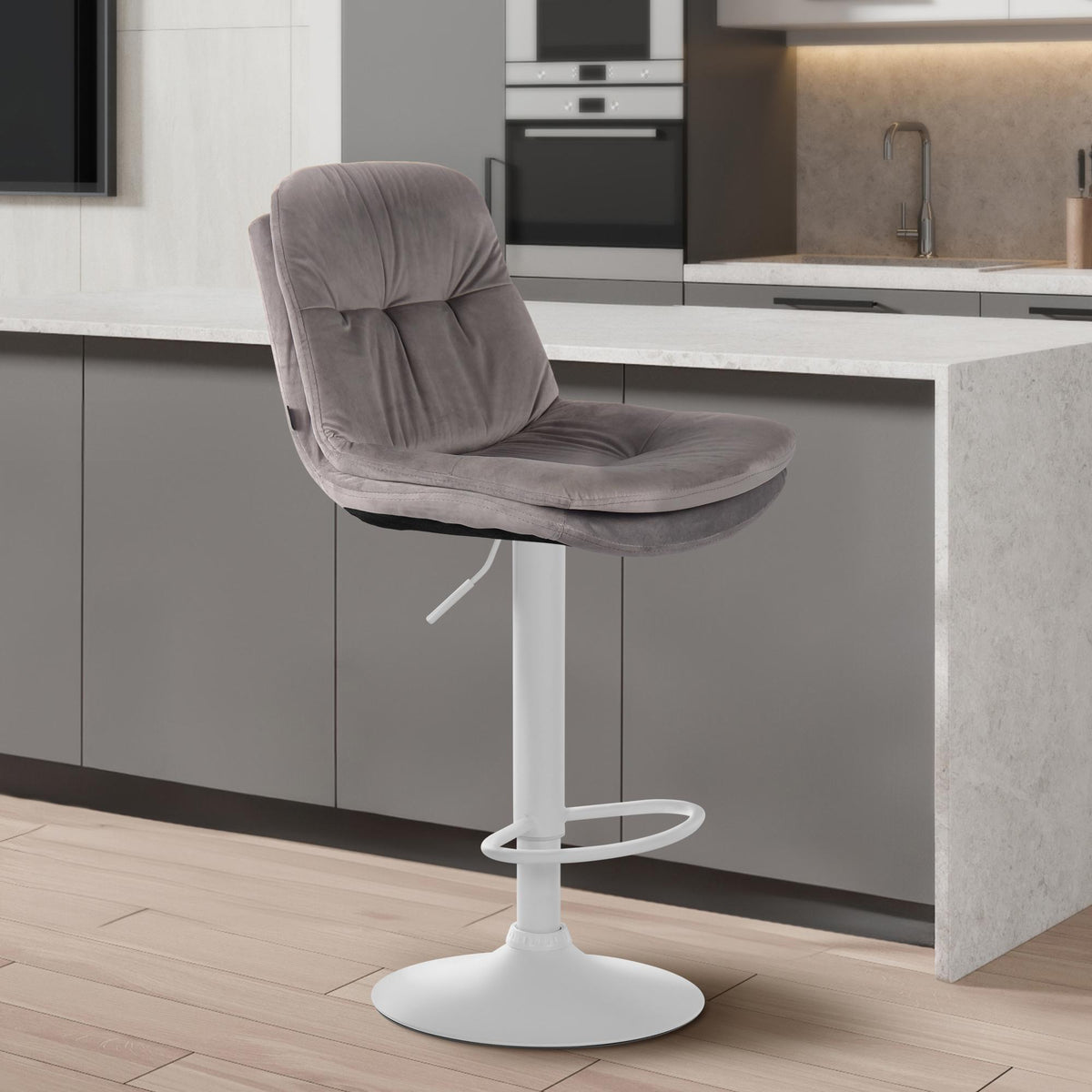 Barhocker Laurel Samt weiß – Ansicht 17