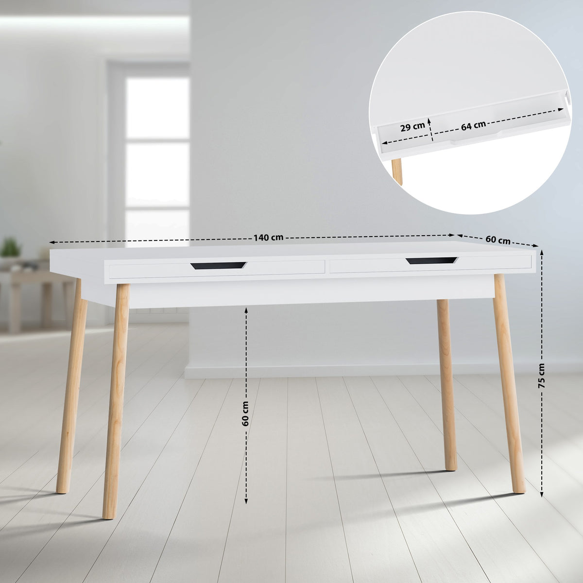 Schreibtisch Porto 140 cm V2 – Ansicht 2