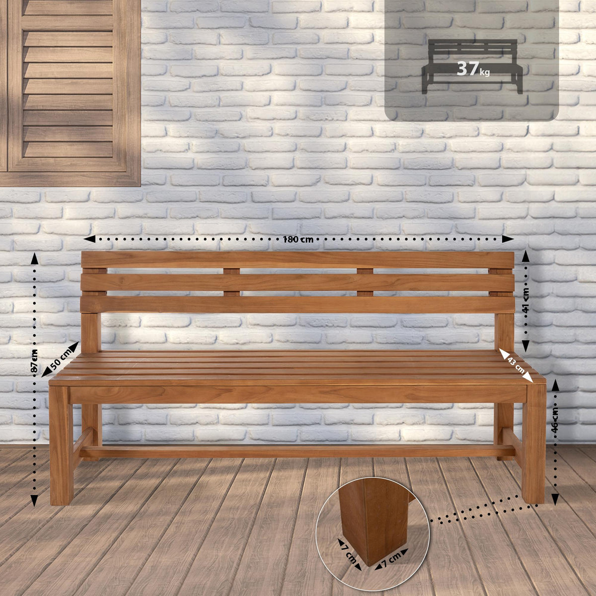 Teakbank Augusta 180 cm – Ansicht 2
