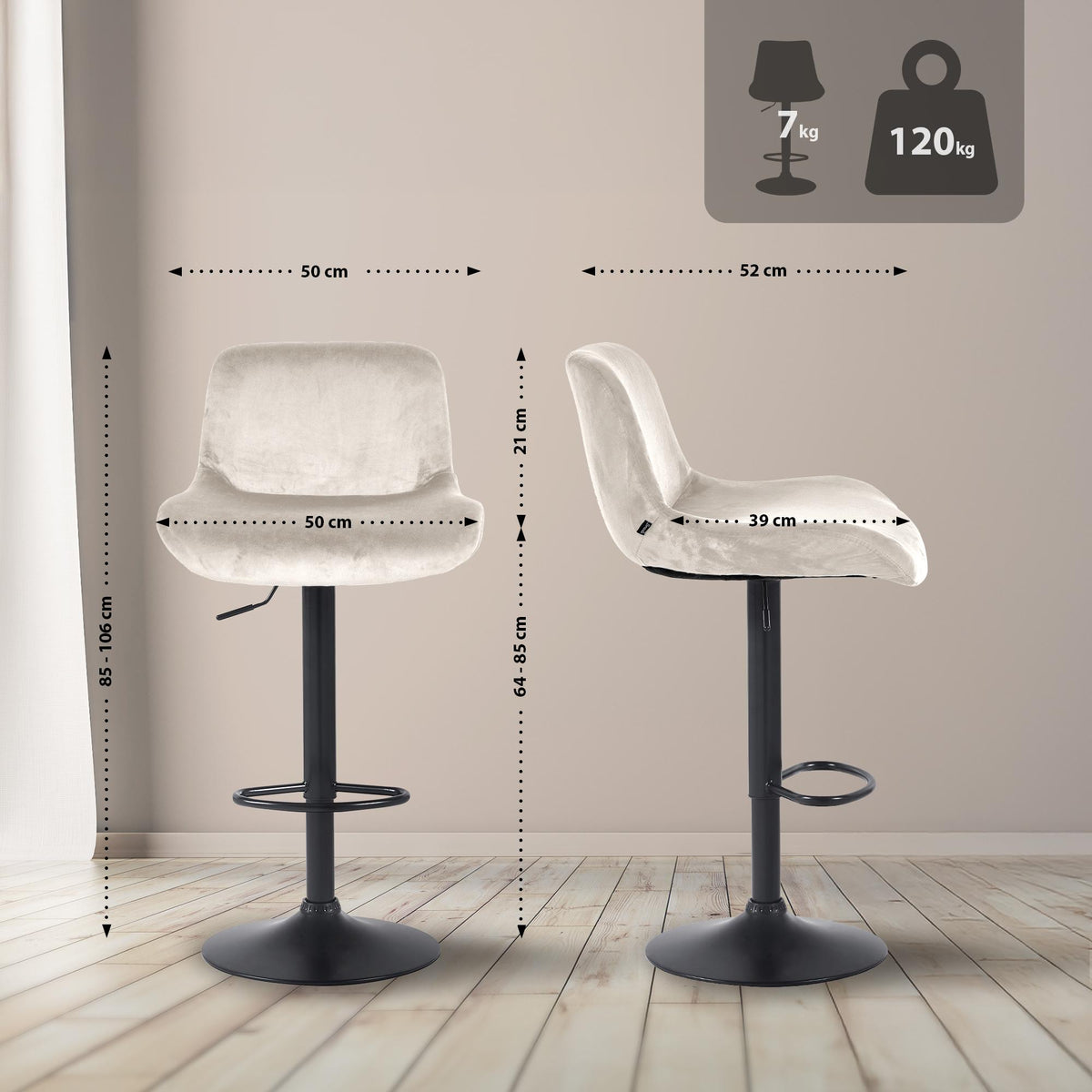 Barhocker Solon Schwarz Samt – Ansicht 9