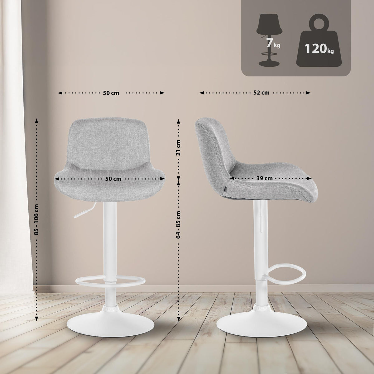 Barhocker Solon Weiß Stoff – Ansicht 16