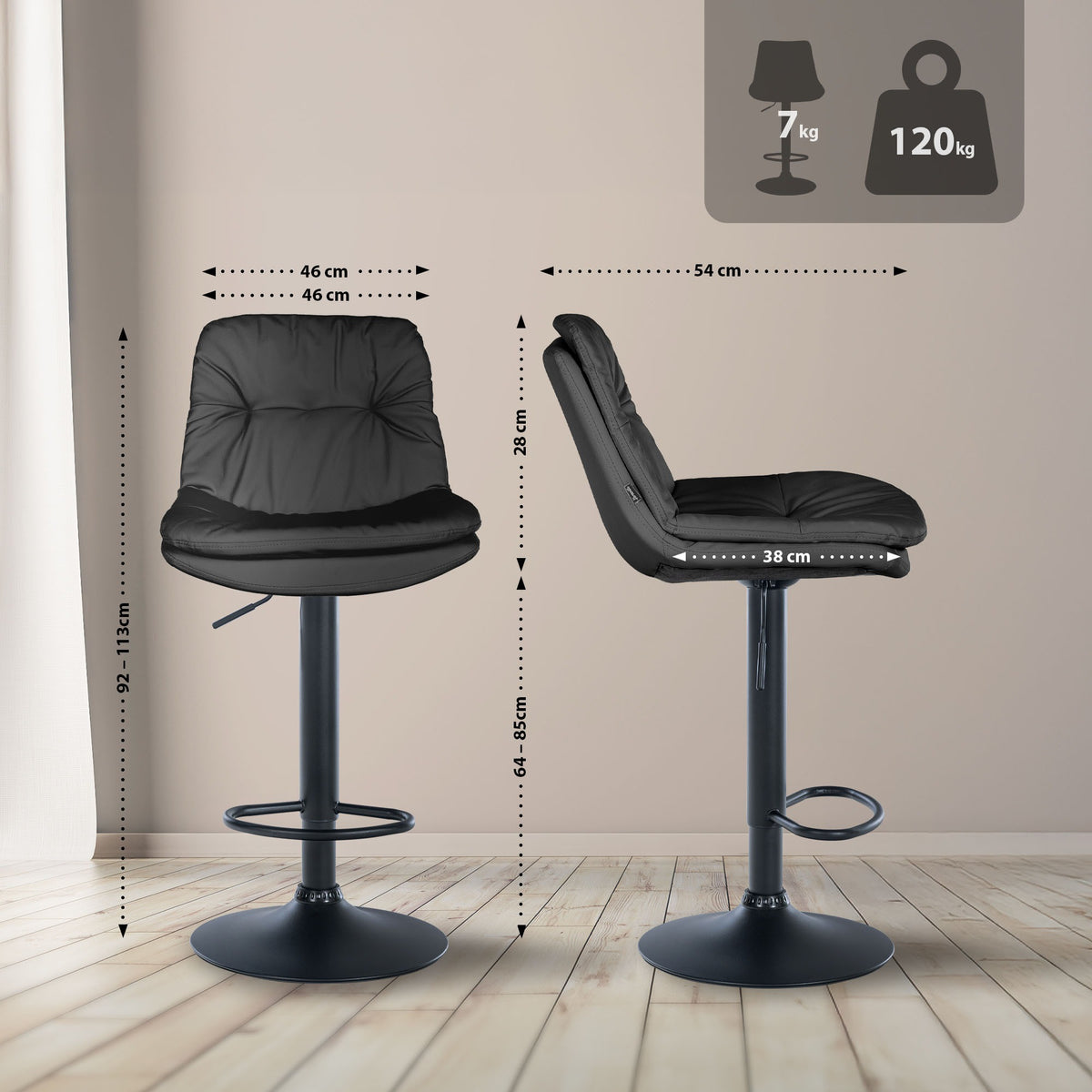 Barhocker Laurel Kunstleder schwarz – Ansicht 2