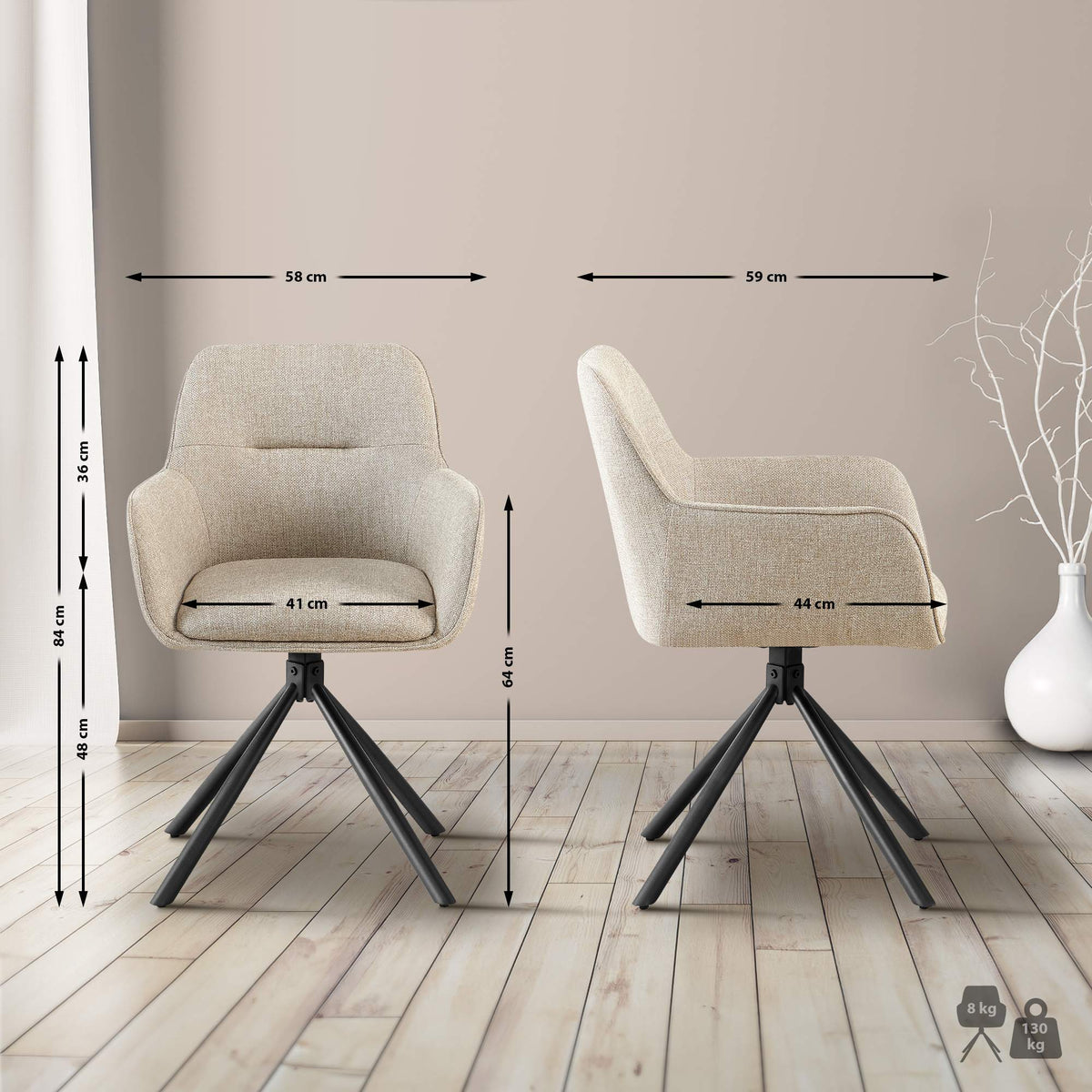 2er Set Stuhl Tipton Stoff – Ansicht 9