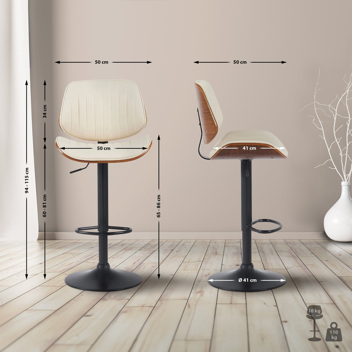 2er Set Barhocker Clawson Kunstleder schwarz – Ansicht 9