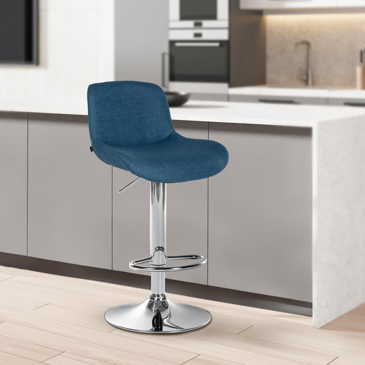 2er Set Barhocker Solon Chrom Stoff – Ansicht 3