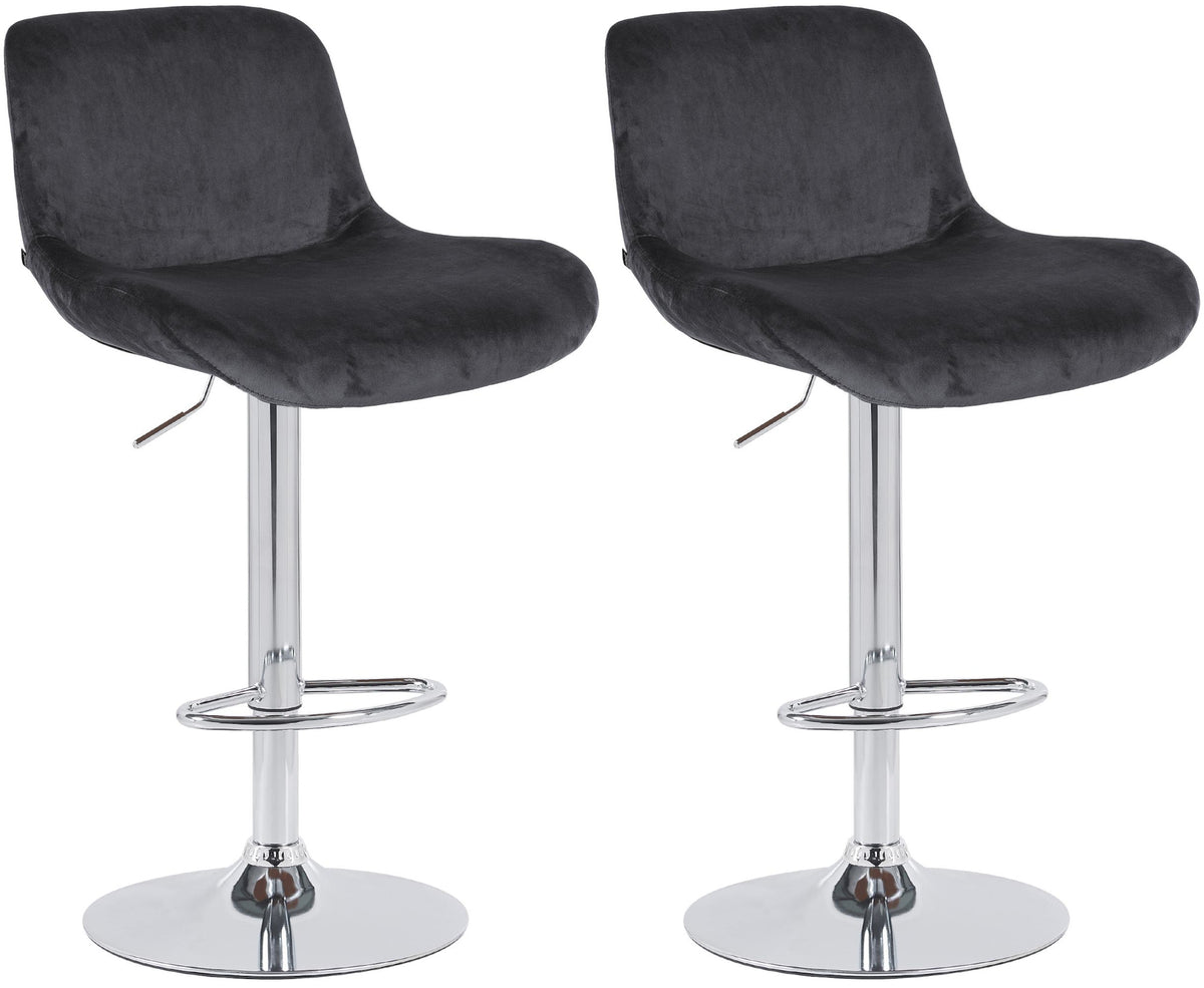 2er Set Barhocker Solon Chrom Samt – Ansicht 8