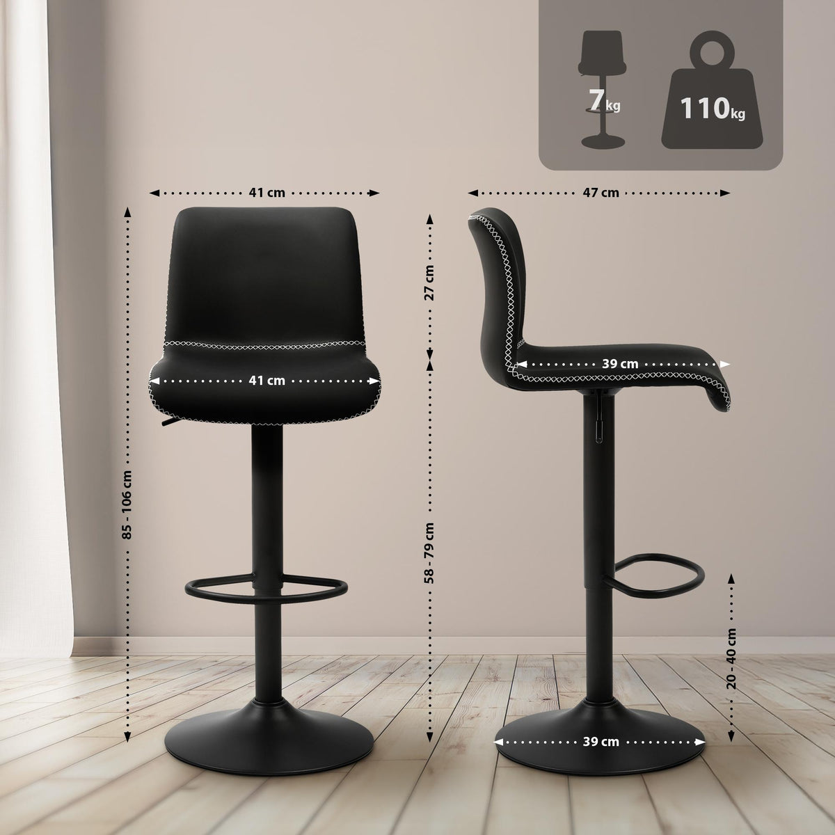 Barhocker Henchy Kunstleder – Ansicht 2