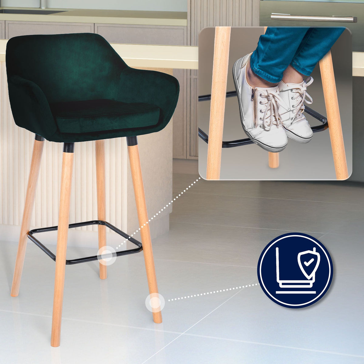 2er Set Barhocker Grant Samt – Ansicht 12