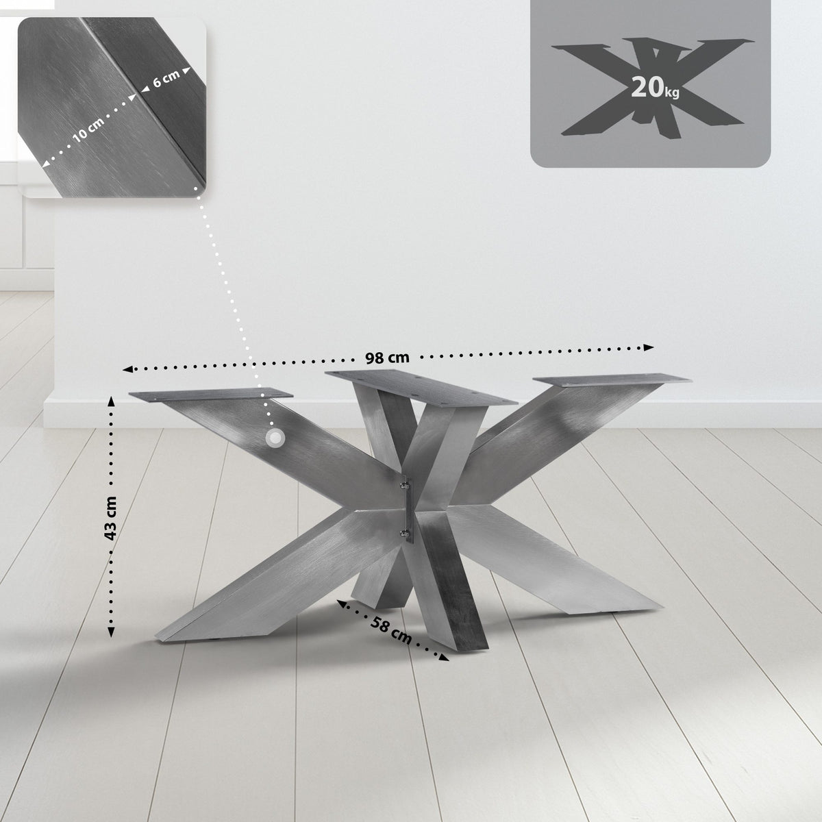Tischbeine Duncan L98xB58xH43 cm – Ansicht 2