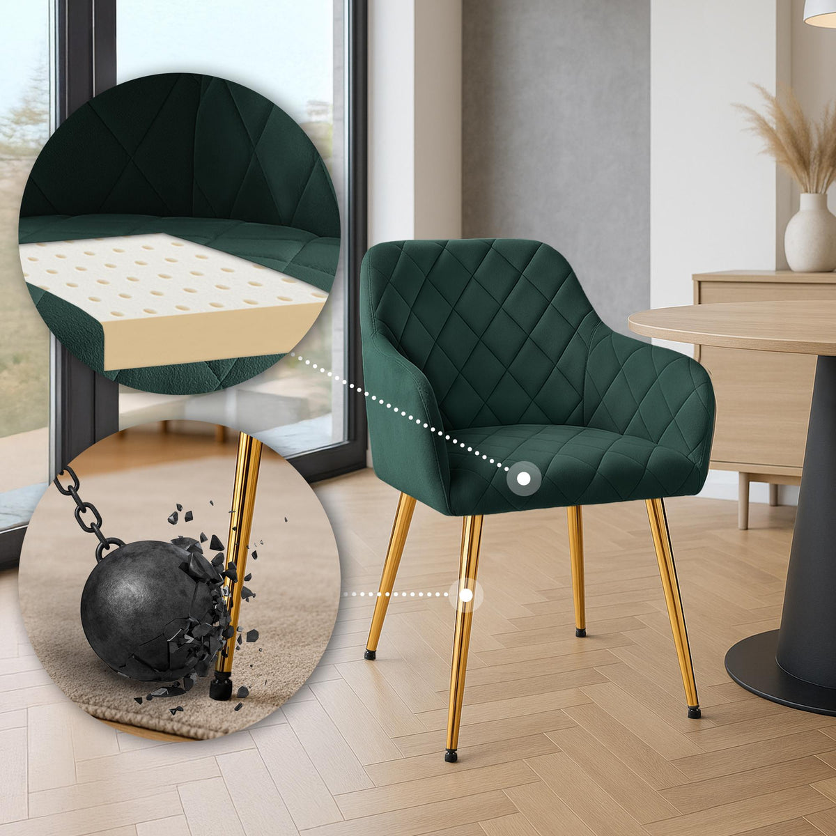 2er Set Esszimmerstuhl Monett Samt G – Ansicht 11