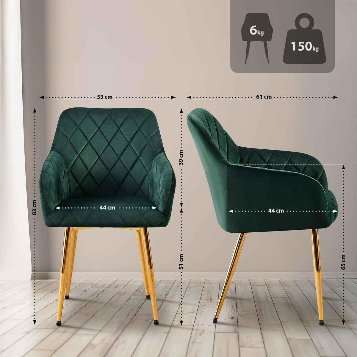 2er Set Esszimmerstuhl Monett Samt G – Ansicht 9