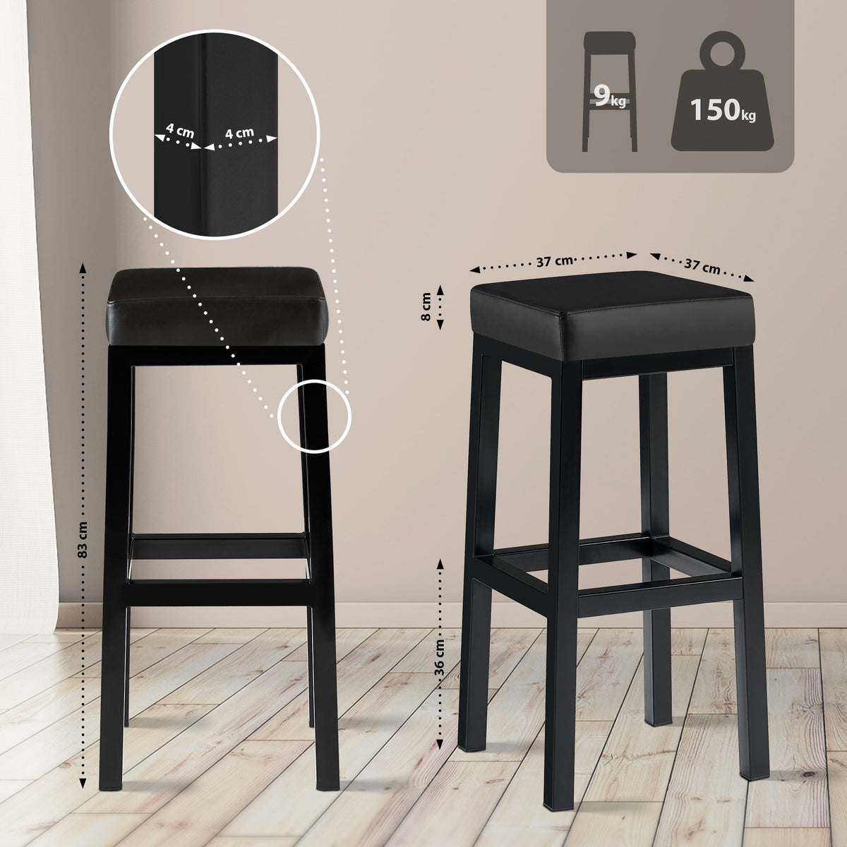 Barhocker Taylor B85 Kunstleder – Ansicht 2